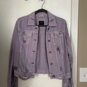 Purple Distressed Denim Jacket